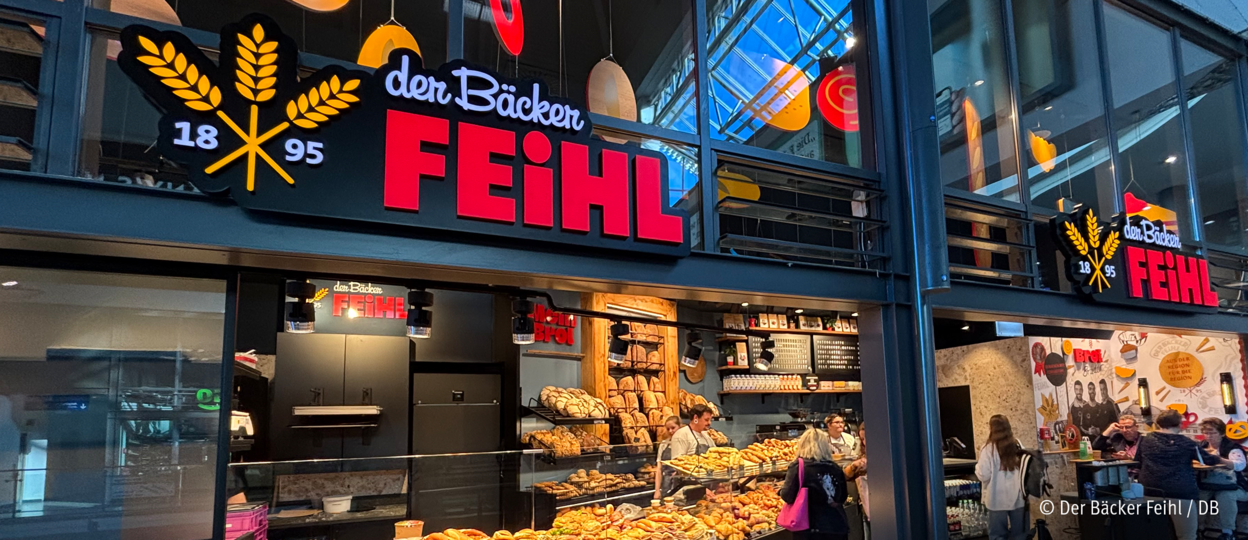 Außenaufnahme von der neuen Filiale "Der Bäcker Feihl" im Hbf Nürnberg.
